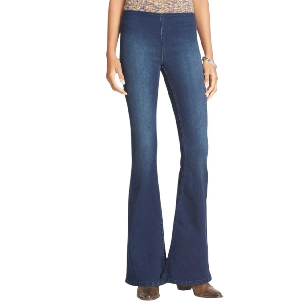 We The Free Dark Blue Flare Jeans Penny FP People Festival Sz 27 Concert Hippie